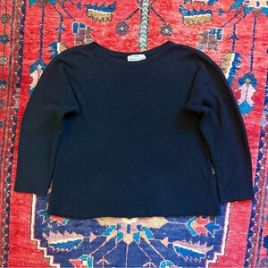 ZORAN Black Boatneck Sweater - Cashmere Silk Knit - Boxy Fit - Forever Piece!